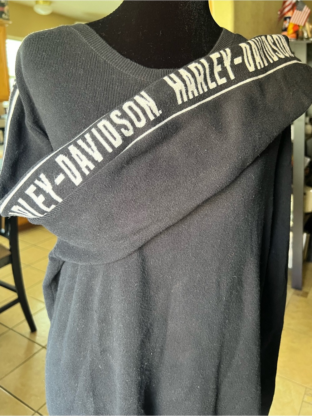 Harley-Davidson Black Sweater with White Logo Trim - XXL